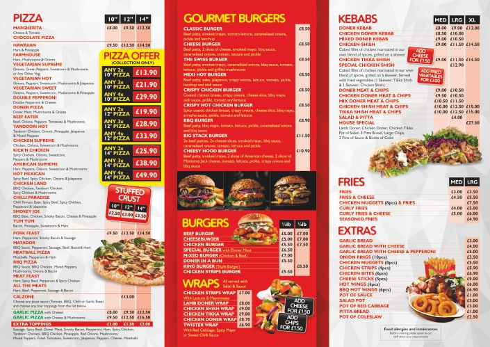 LCP40329 Pizza 2 Go - Carmarthen Menu 2